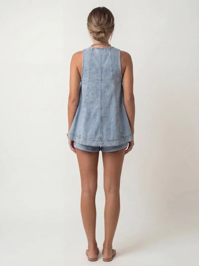 Denim Two Piece Set