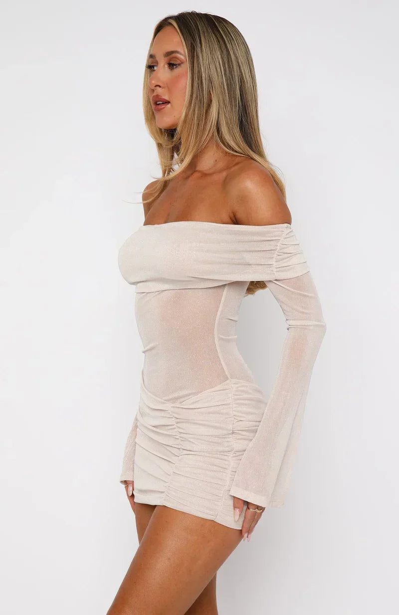 Angel Long Sleeve Glitter Mini Dress