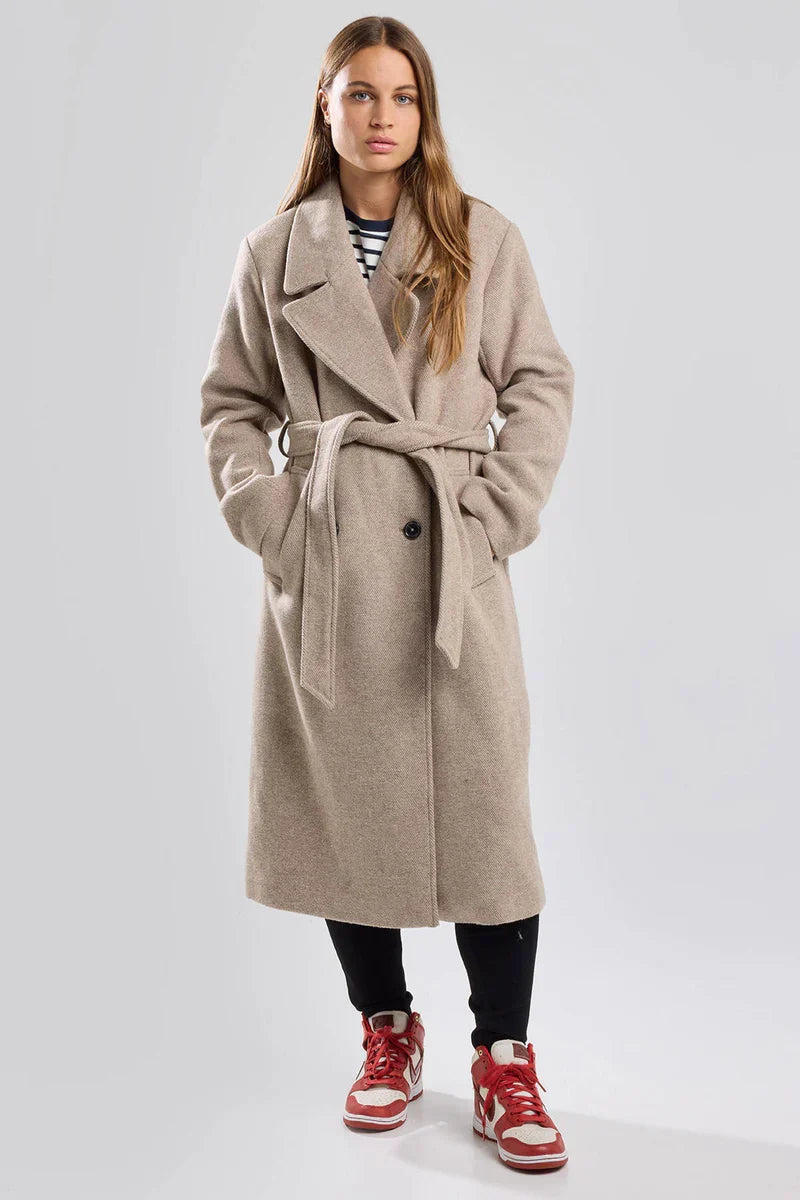 Remy Long Elegant Belted Jacket